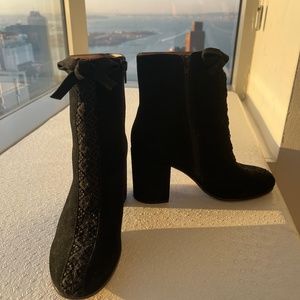 Black Suede booties with embroidery